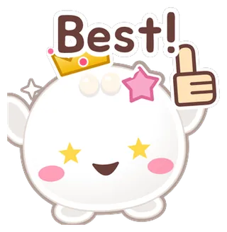 Plopsy with a crown and a thumbs-up
